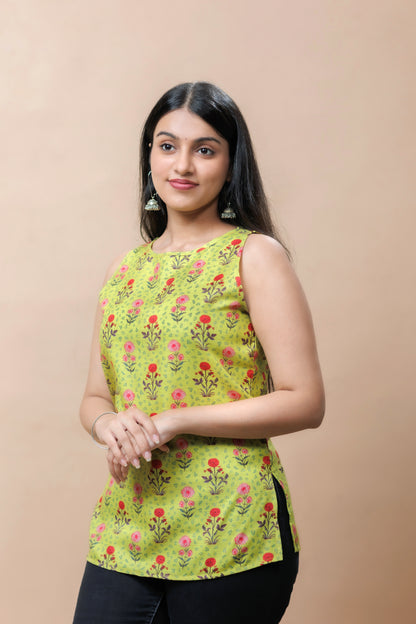 Floral Lime Top