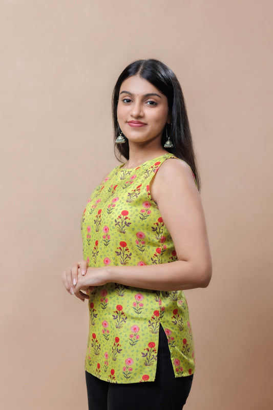 Floral Lime Top