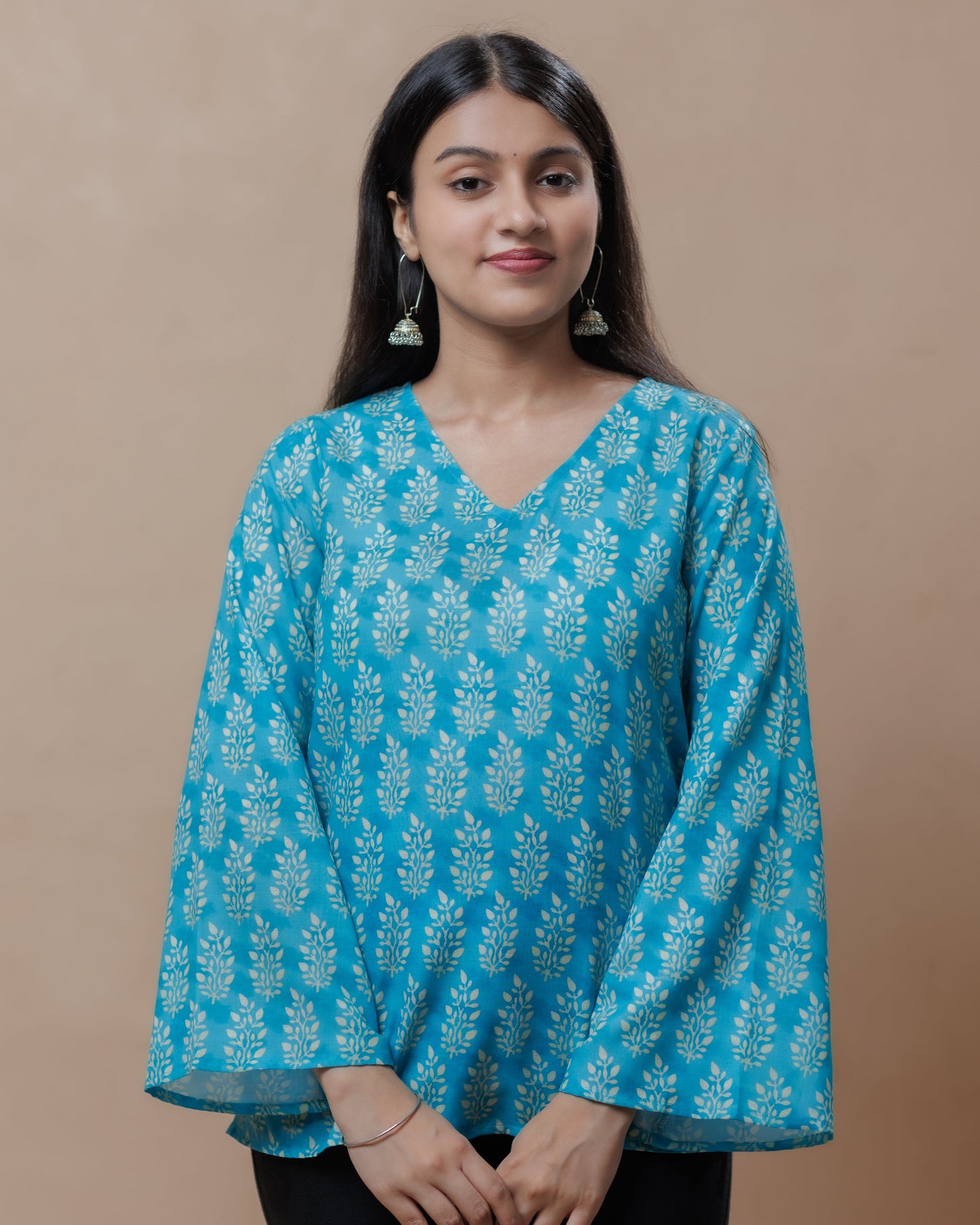 Teal Blossom Kurti