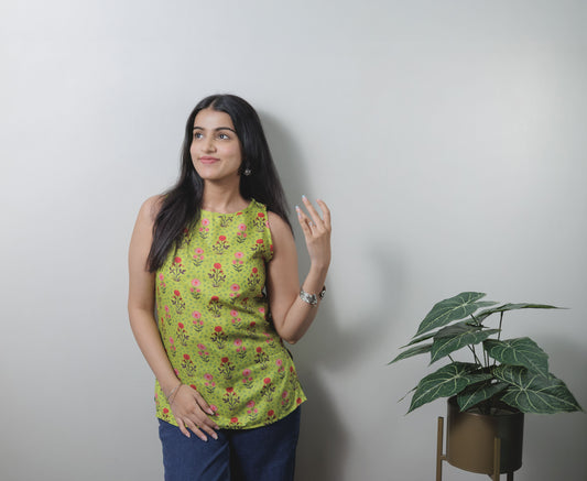 Floral Lime Top